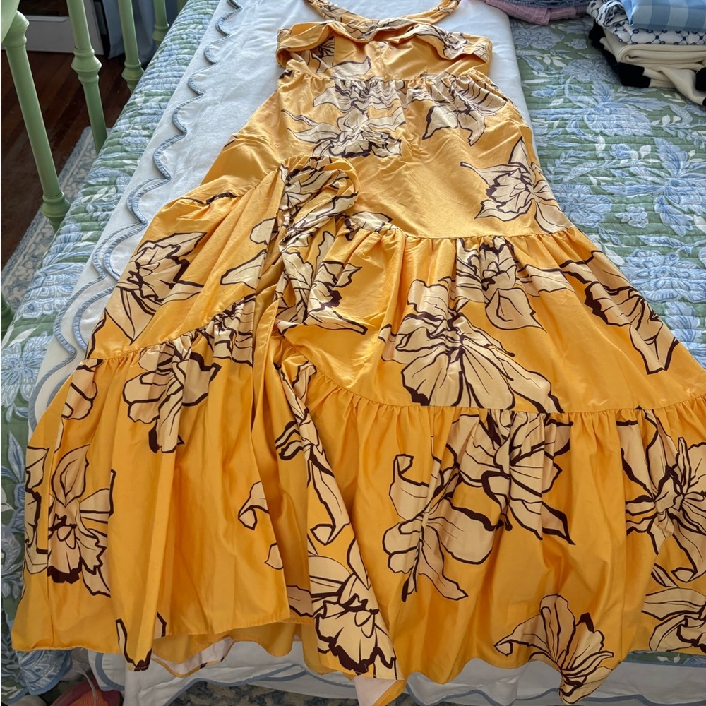 Hutch Anthropologie Yellow Floral Halter Dress - Picture 2 of 6